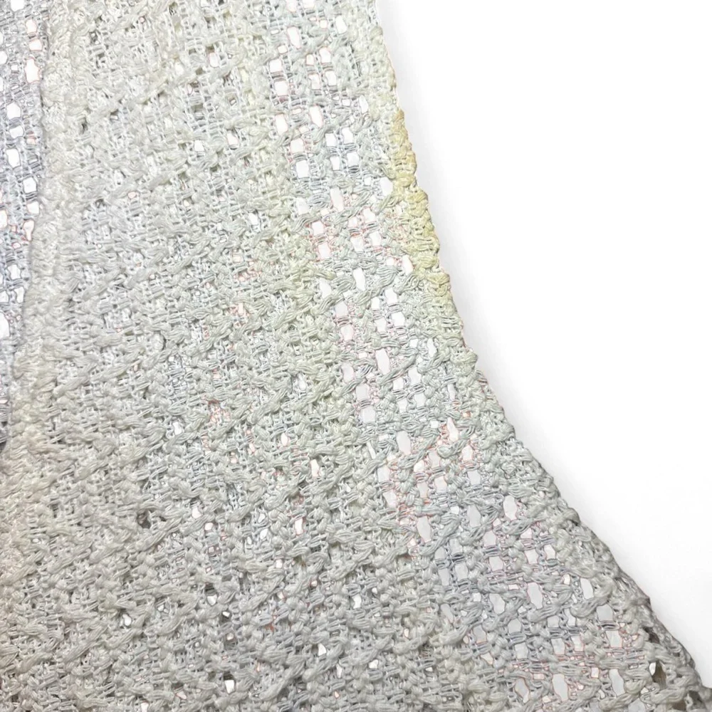 CLIO VTG 90s Off-White & Cream Crochet Lace Knit Button-Up Vest — MEDIUM - Picture 6 of 6